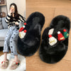 Christmas Hat Fluffy Slippers Women&#39;s Warm Toe Covering Cotton Slippers