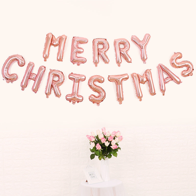 Merry Christmas Christmas Balloon Party Decoration Christmas Happy 16 Inch Letter Aluminum Film Balloon