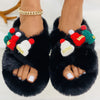 Christmas Hat Decoration Super Hairy Women&#39;s Slippers