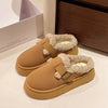 New Luxury Winter Women&#39;s Shoes Plush Fashion Retro Bean Shoes Cotton Women&#39;s Flat Sole Slippers Platform Women Boots