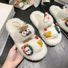 Women&#39;s Suede Cute Christmas Cartoon Cotton Slippers