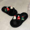 Christmas Hat Decoration Super Hairy Women&#39;s Slippers