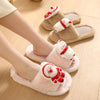 Christmas Shoes Ins Santa Claus Open-toe Cotton Slippers Winter Home Indoor Floor Plush Warm Furry Slippers Women