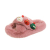 Christmas Hat Fluffy Slippers Women&#39;s Warm Toe Covering Cotton Slippers